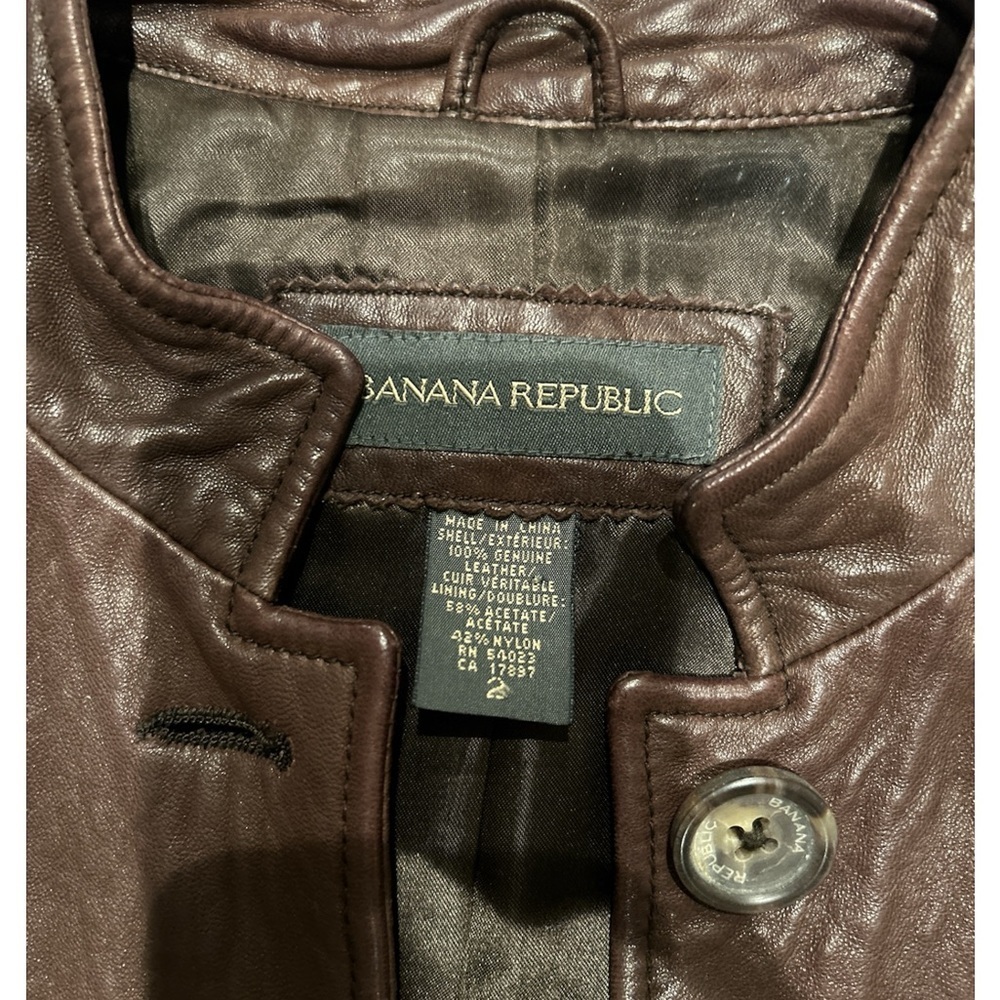 Vintage Banana Republic Authentic Leather Jacket -Mint! Fitted Dark Brown Sz 2 - Picture 11 of 13